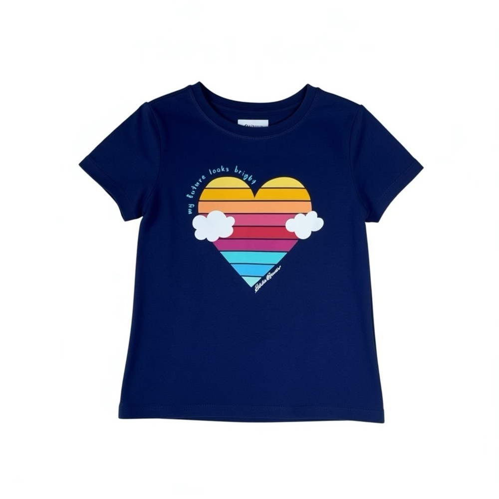 Eddie Bauer Girls Navy Blue Heart Graphic T-Shirt